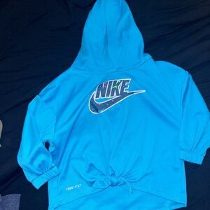 Nike Kids Blue Hooded Pullover with Logo